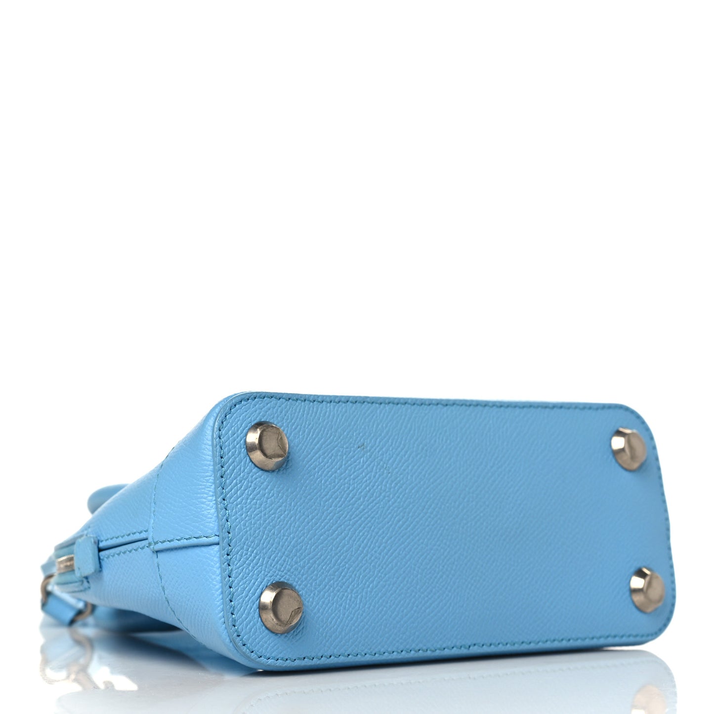 Signature Grained Calfskin Logo XXS Ville Top Handle Bag Baby Blue Black