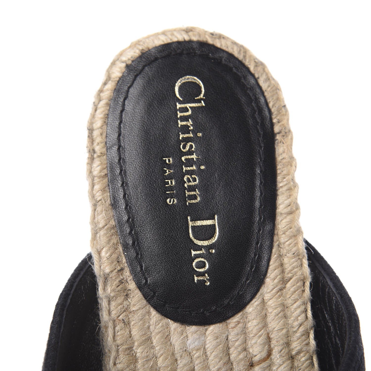Christian Dior Canvas Embroidered Granville Espadrille Crisscross Flat Slide Sandals 39 Black 6 of 10