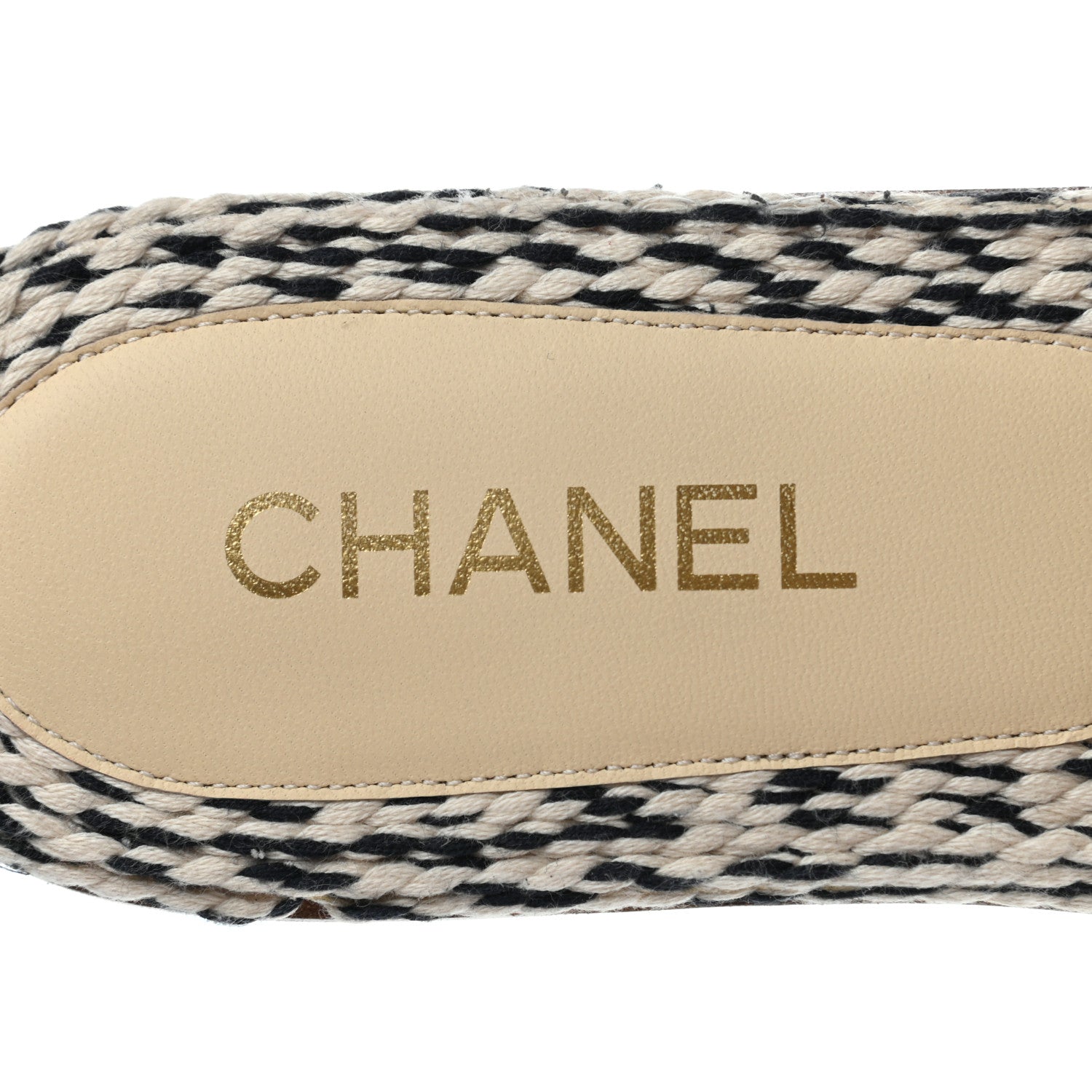 Chanel Cord CC Mules 39 Beige Black 8 of 9