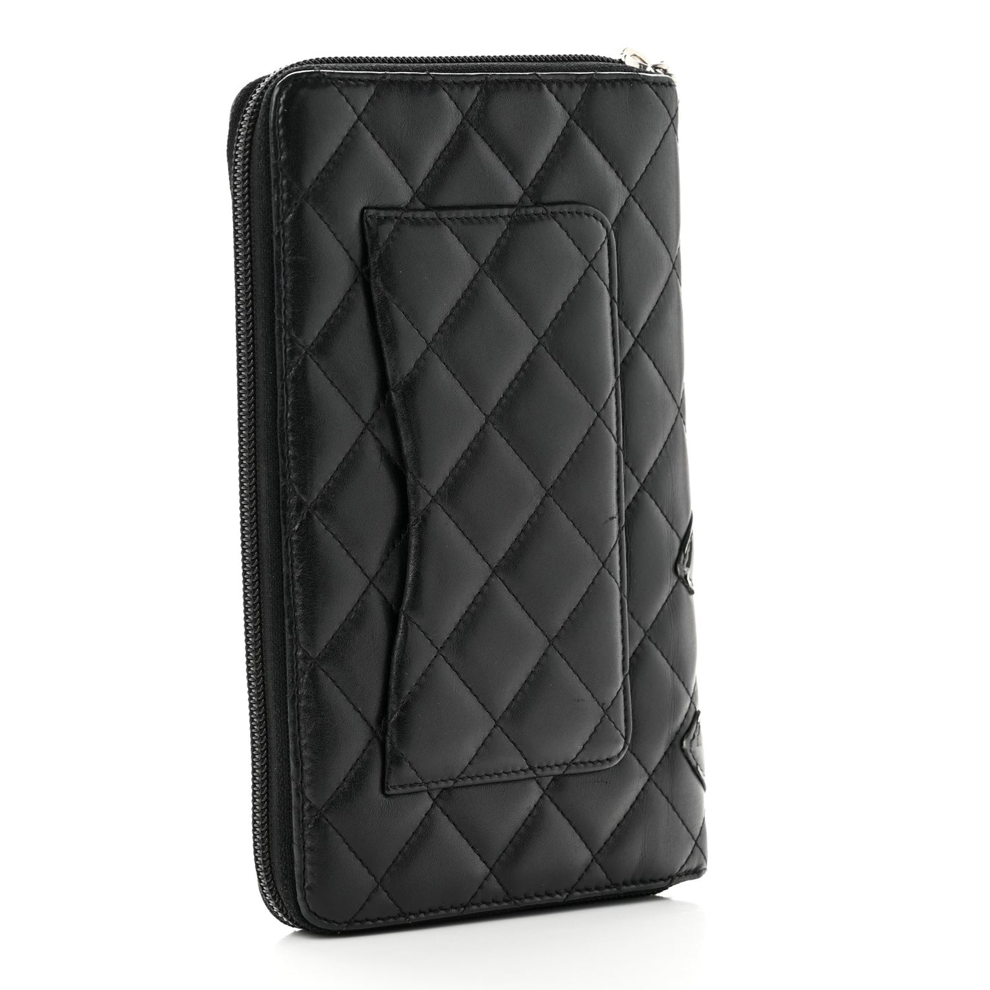 Calfskin Cambon Zip Around Organizer Wallet Black