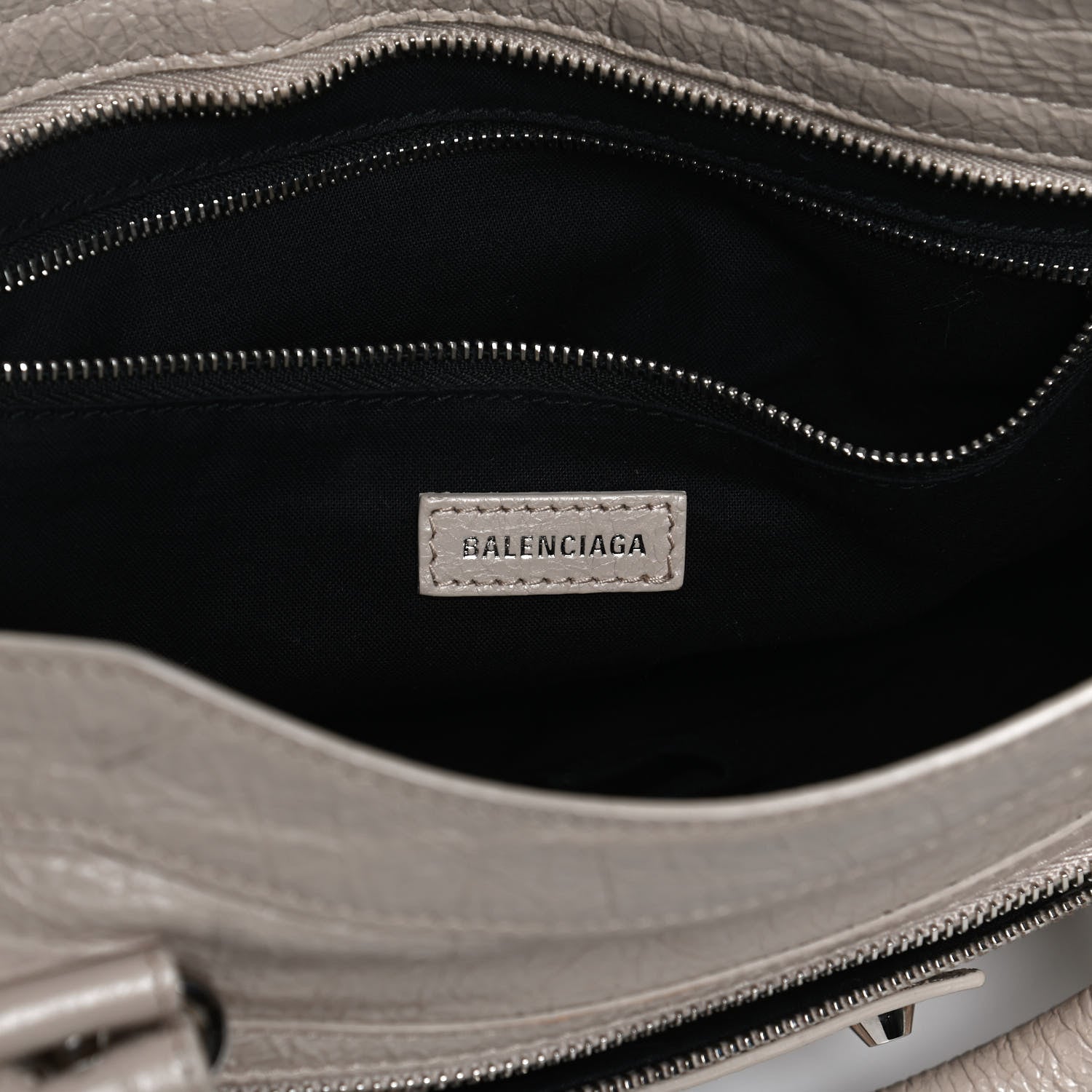 Balenciaga Agneau Classic Silver Hardware City Logo Strap Light Beige Black 6 of 12