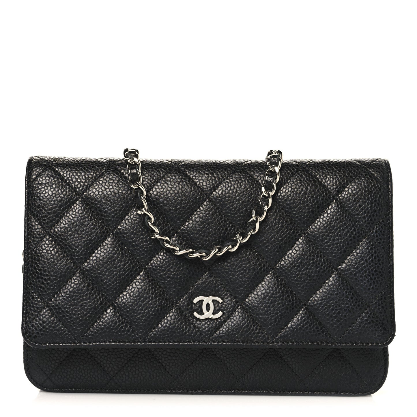 Caviar Quilted Wallet on Chain WOC Black