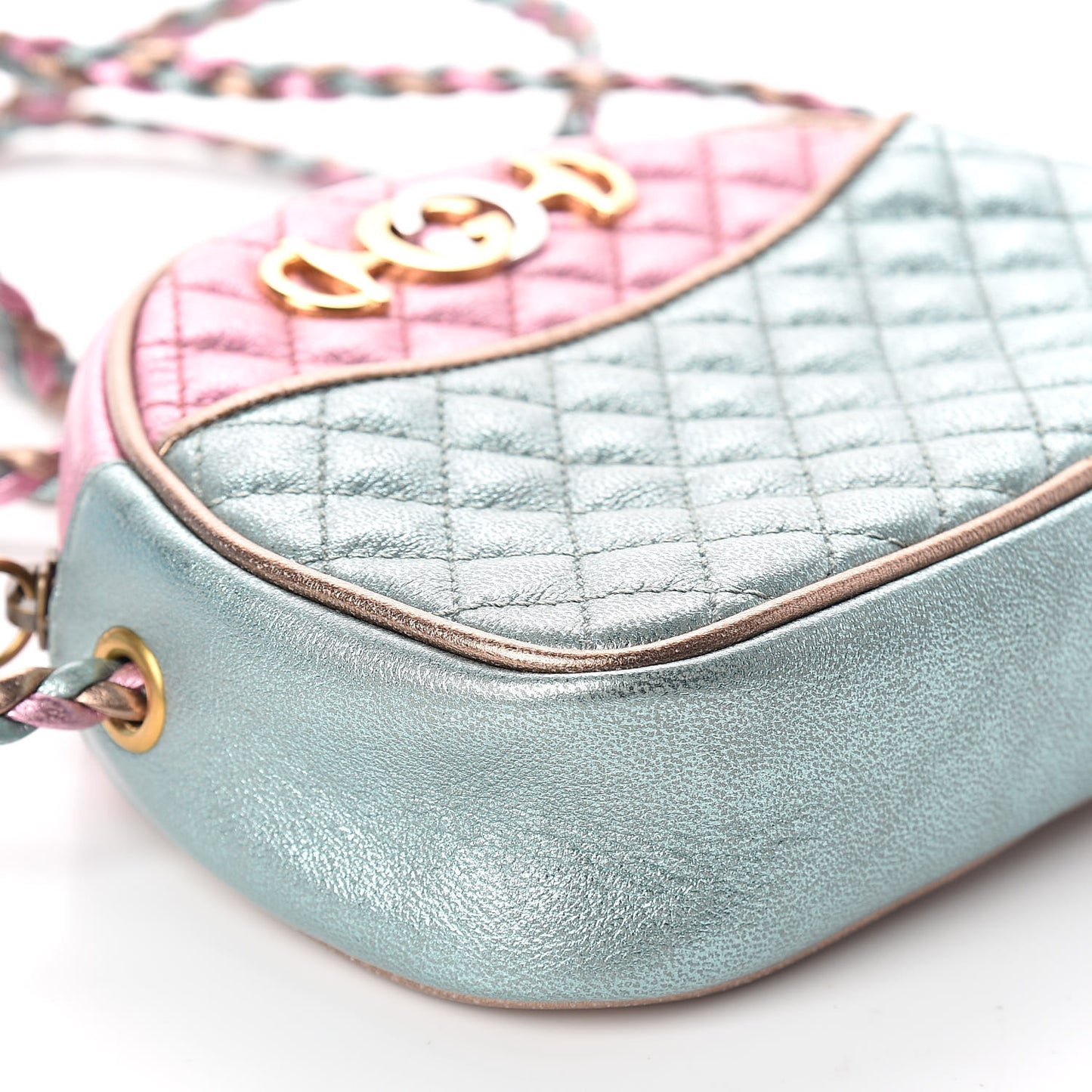 Laminated Nappa Trapuntata Mini Zumi Dome Shoulder Bag Rosa Lago Rame