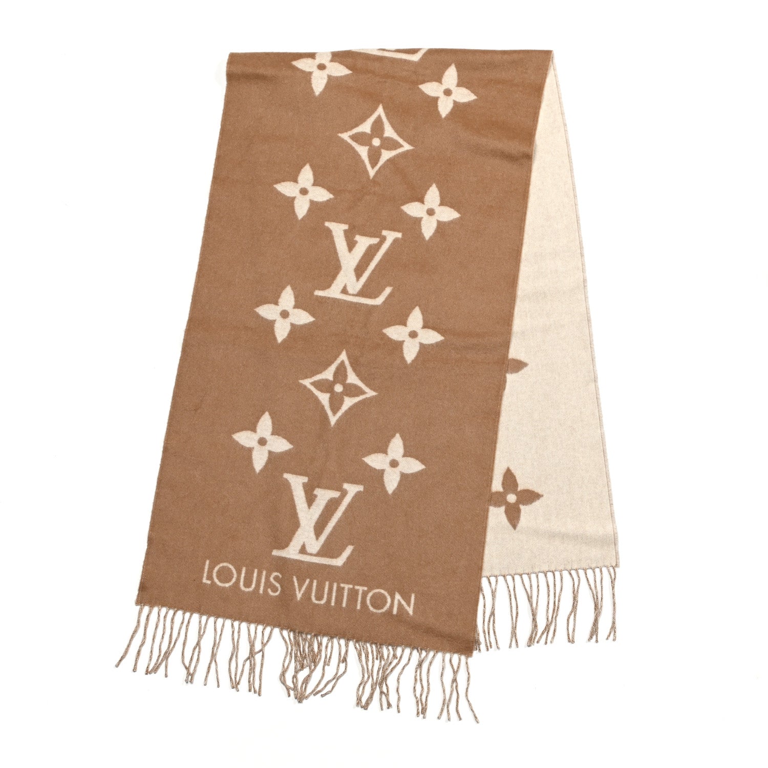 Louis Vuitton Cashmere Monogram Reykjavik Scarf Sand 1 of 4