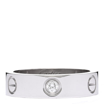 Cartier 18K White Gold 3 Diamond 5.5mm LOVE Ring 57 8 1 of 4