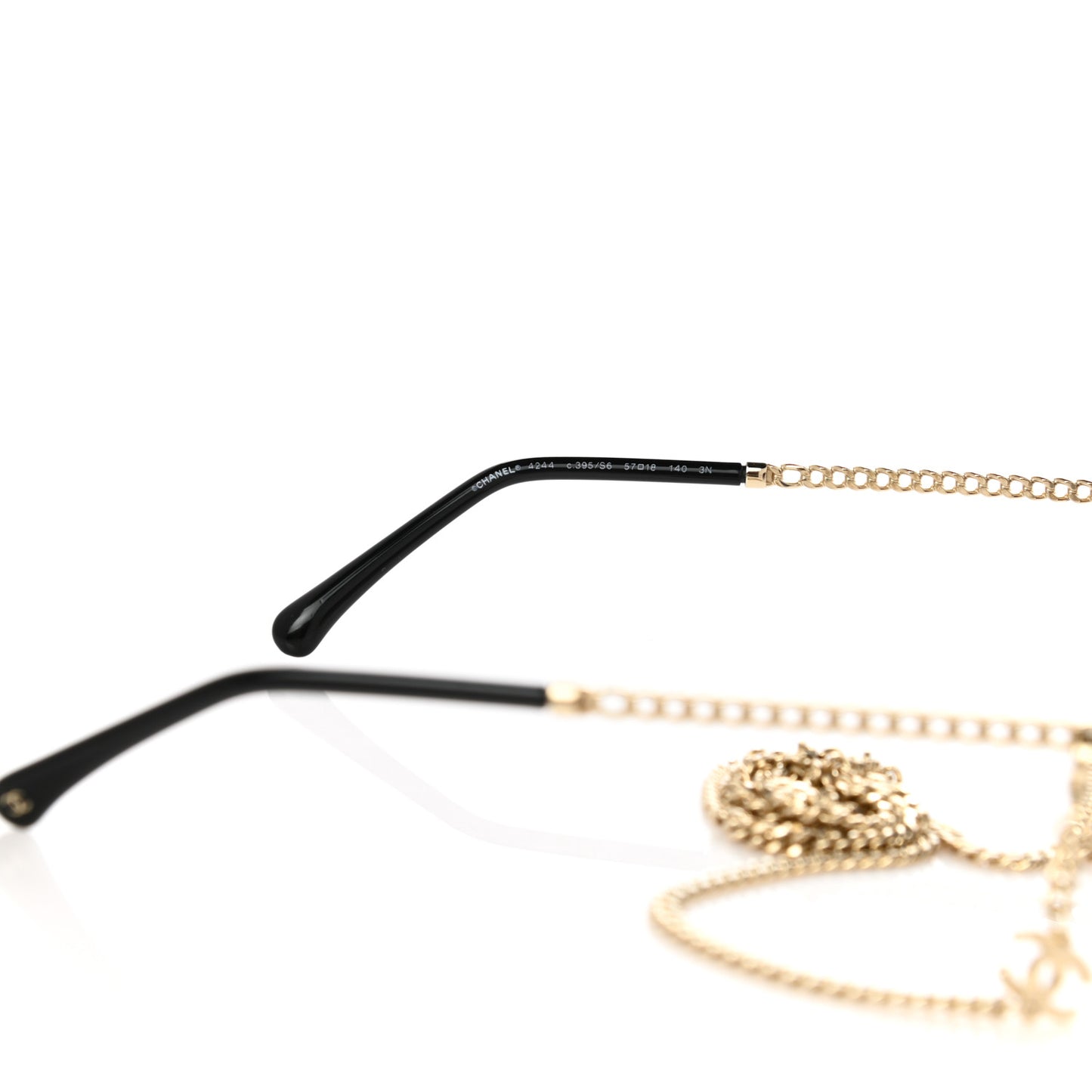 Metal Removable Chain Square Sunglasses 4244 Black