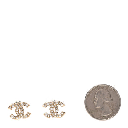 Chanel Pearl Crystal CC Earrings Gold 2 of 4