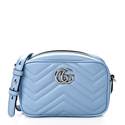Gucci Calfskin Matelasse Mini GG Marmont Chain Shoulder Bag Porcelain Light Blue 1 of 11