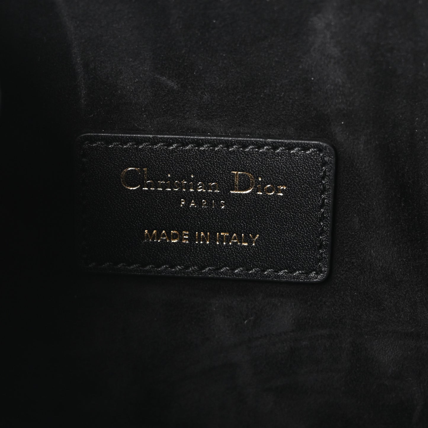 Calfskin CD Embossed Medium C'est Chain Bucket Bag Black