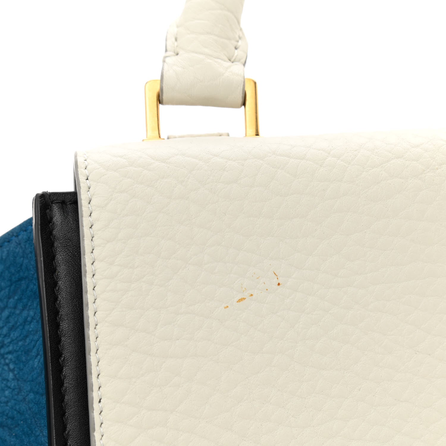 Celine Bullhide Calfskin Nubuck Medium Tri-Color Trapeze Blue Beige 10 of 10