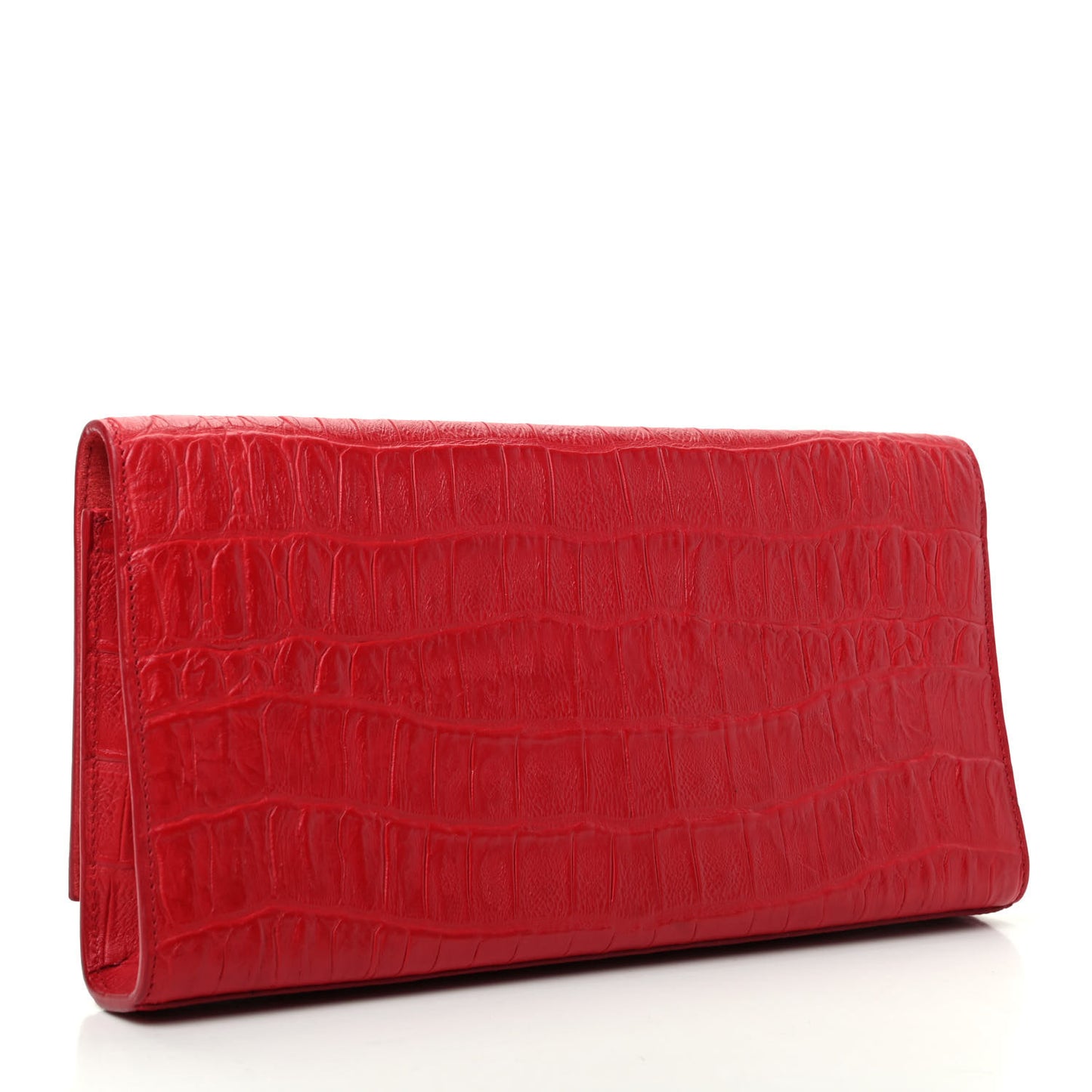 Calfskin Crocodile Embossed Classic Monogram Cassandre Clutch Red