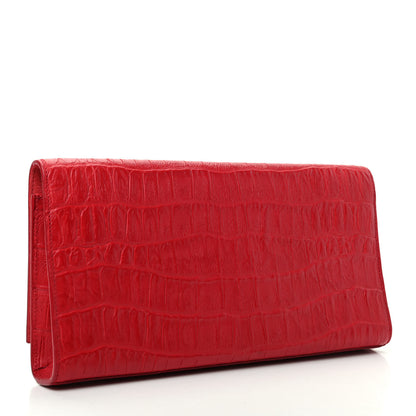Saint Laurent Calfskin Crocodile Embossed Classic Monogram Cassandre Clutch Red 3 of 7