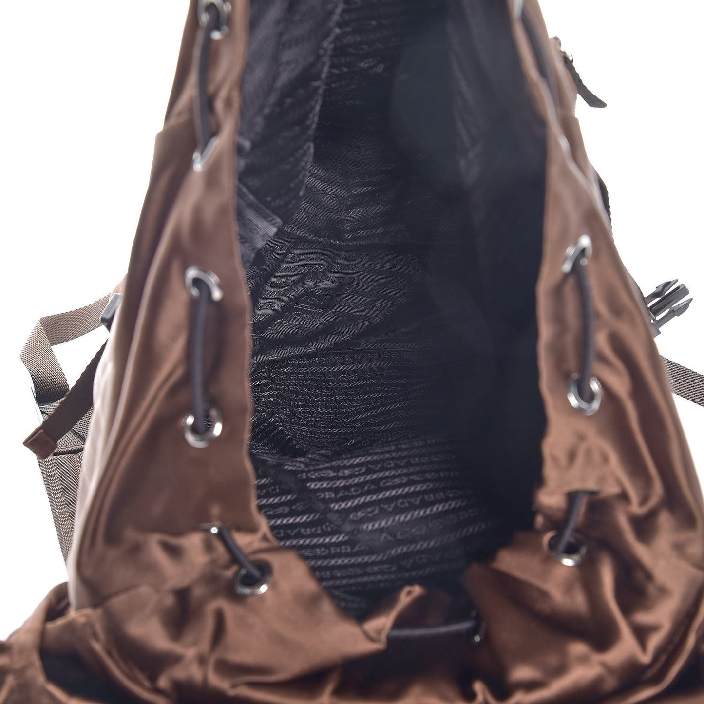 Nylon Vela Double Buckle Backpack Brown