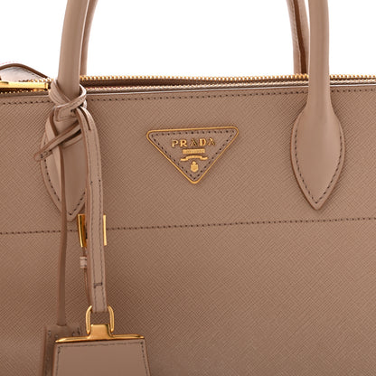 Prada Saffiano City Calfskin Greche Medium Paradigme Bag Cammeo Begonia 6 of 9