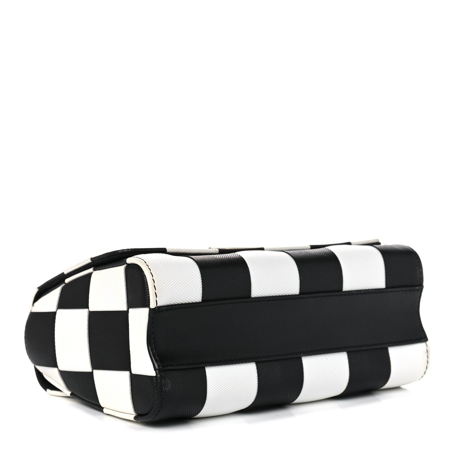 Calfskin Damier Tressage Twist Shoulder Bag MM Black White