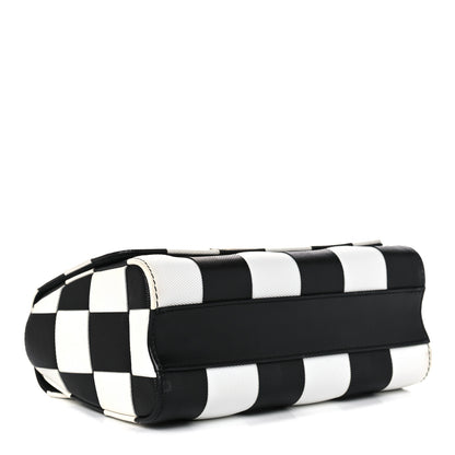 Louis Vuitton Calfskin Damier Tressage Twist Shoulder Bag MM Black White 4 of 13
