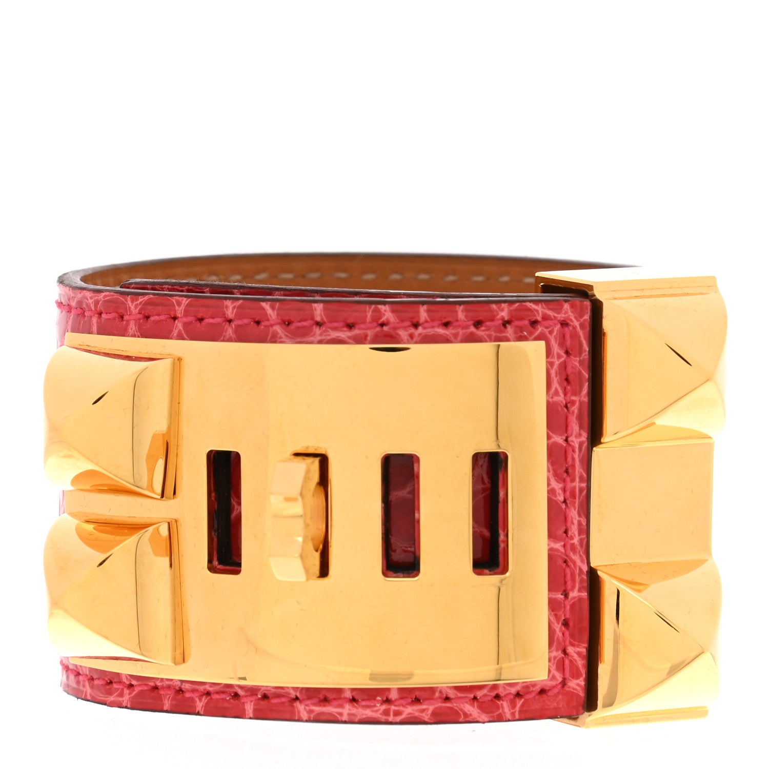 Hermes Shiny Alligator Collier De Chien CDC Bracelet S Bougainvillea 3 of 6