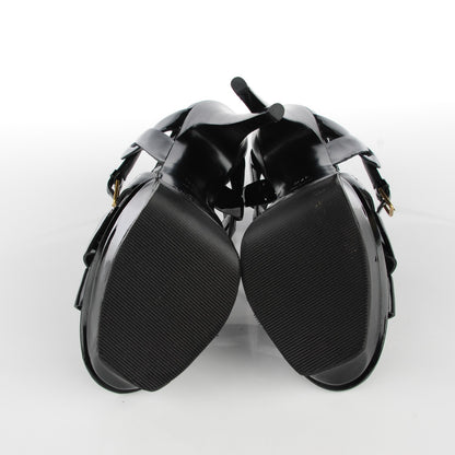 Saint Laurent Patent Tribute 105 Platform Sandals 37.5 Black 6 of 8