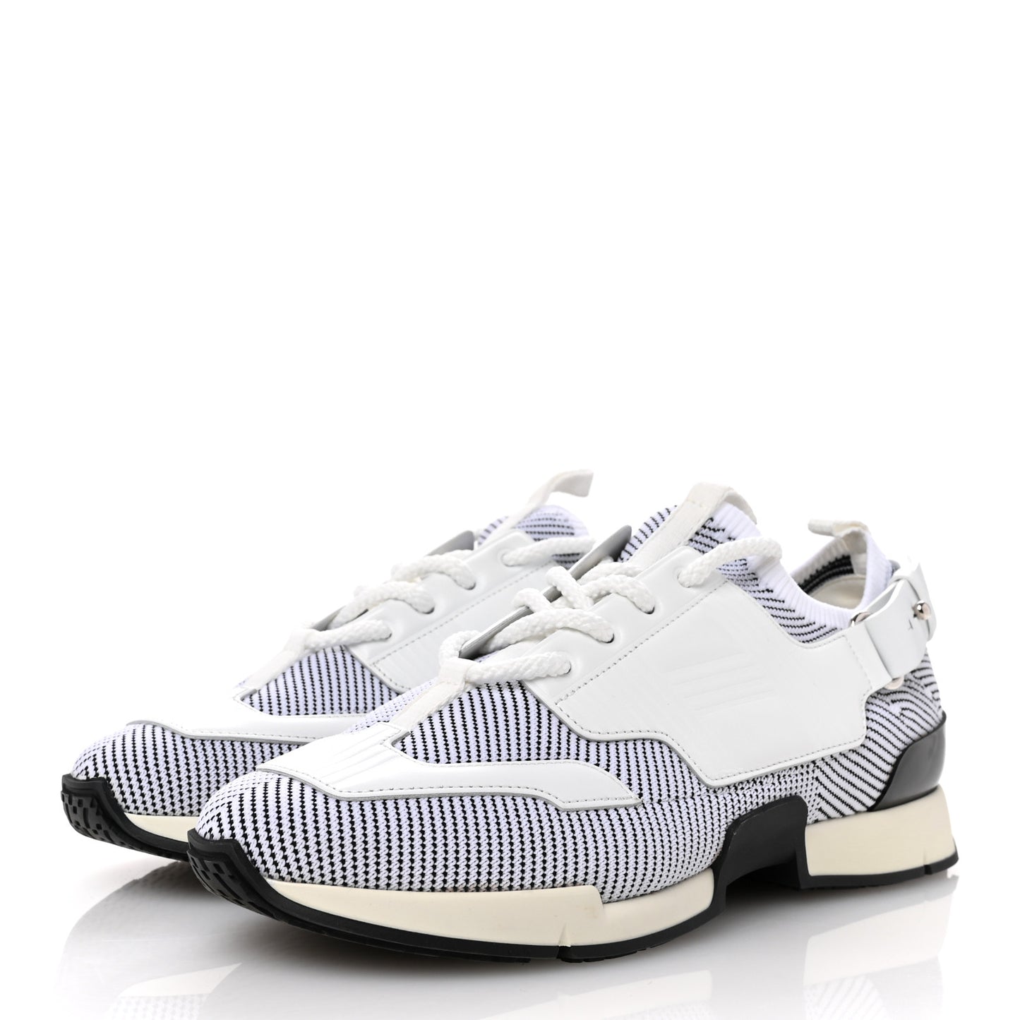Calfskin Womens Athlete Sneakers 38 White Multicolor
