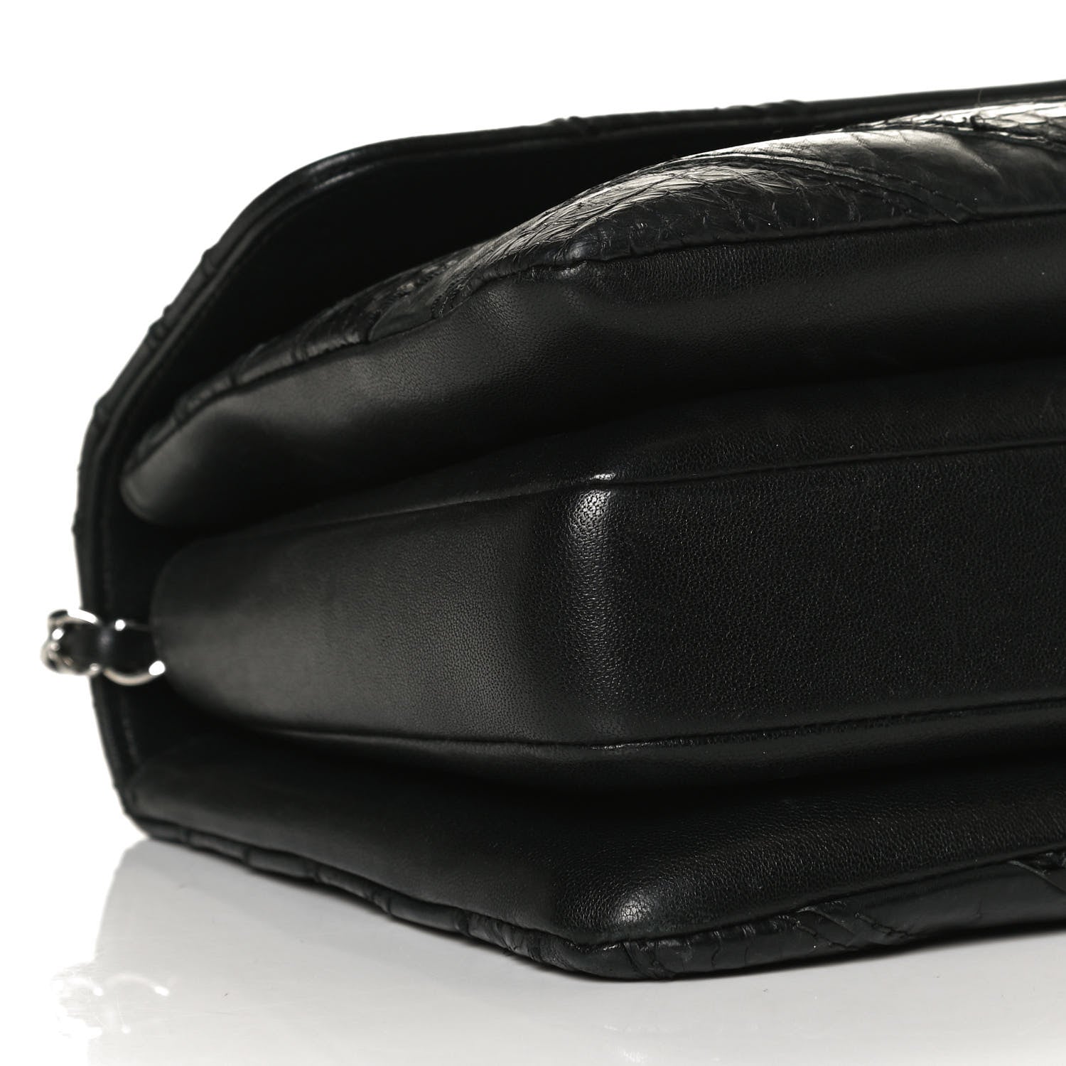 Chanel Calfskin Sheepskin Watersnake Chevron Quilted CC Small Trendy CC Dual Handle Flap Bag Black 9 of 13