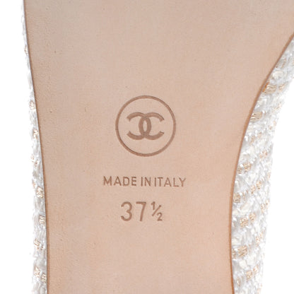 Chanel Tweed Ballet Flats 37.5 White 6 of 7
