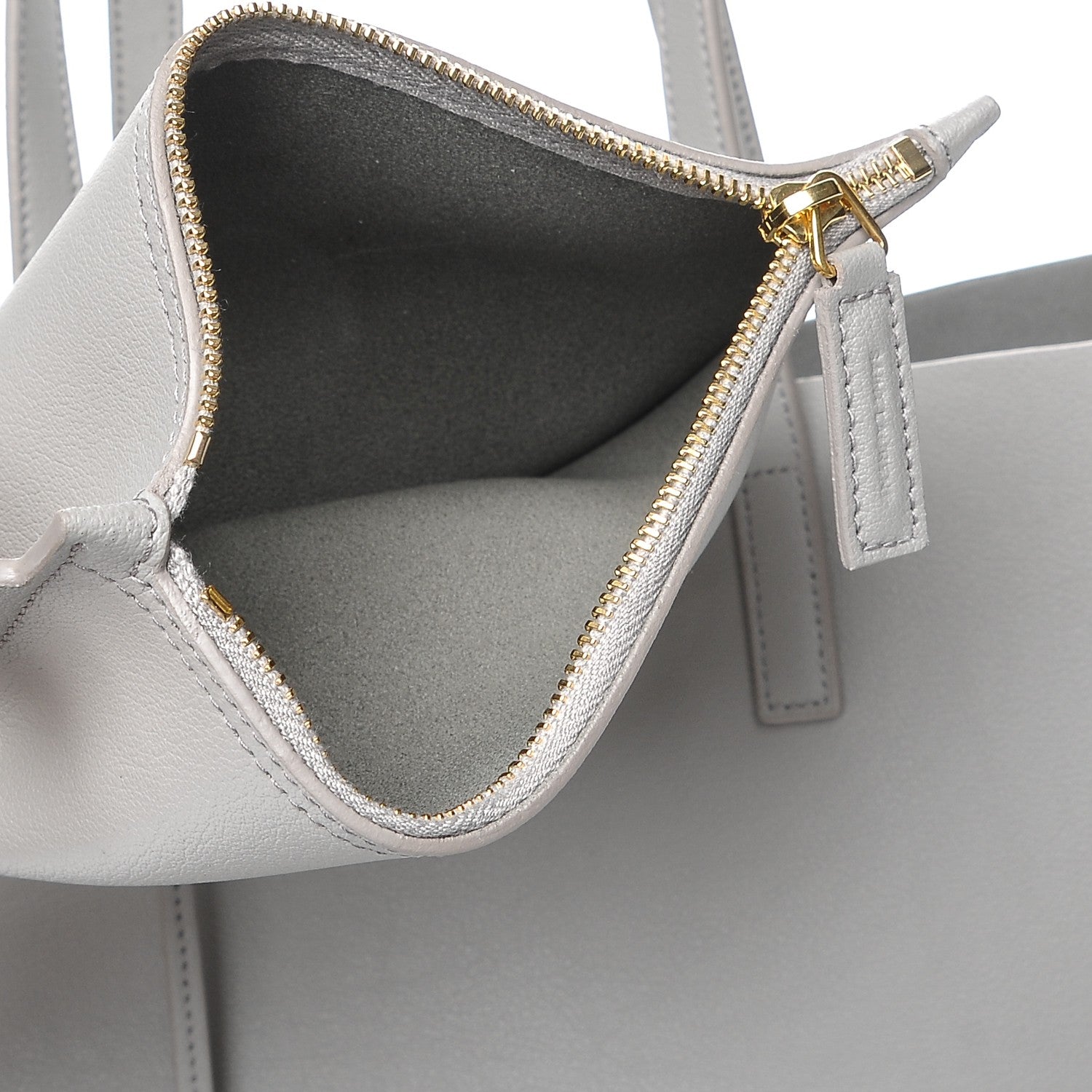 Saint Laurent Calfskin Large Shopping Tote Oyster Grey 7 of 10