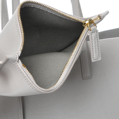 Saint Laurent Calfskin Large Shopping Tote Oyster Grey 7 of 10