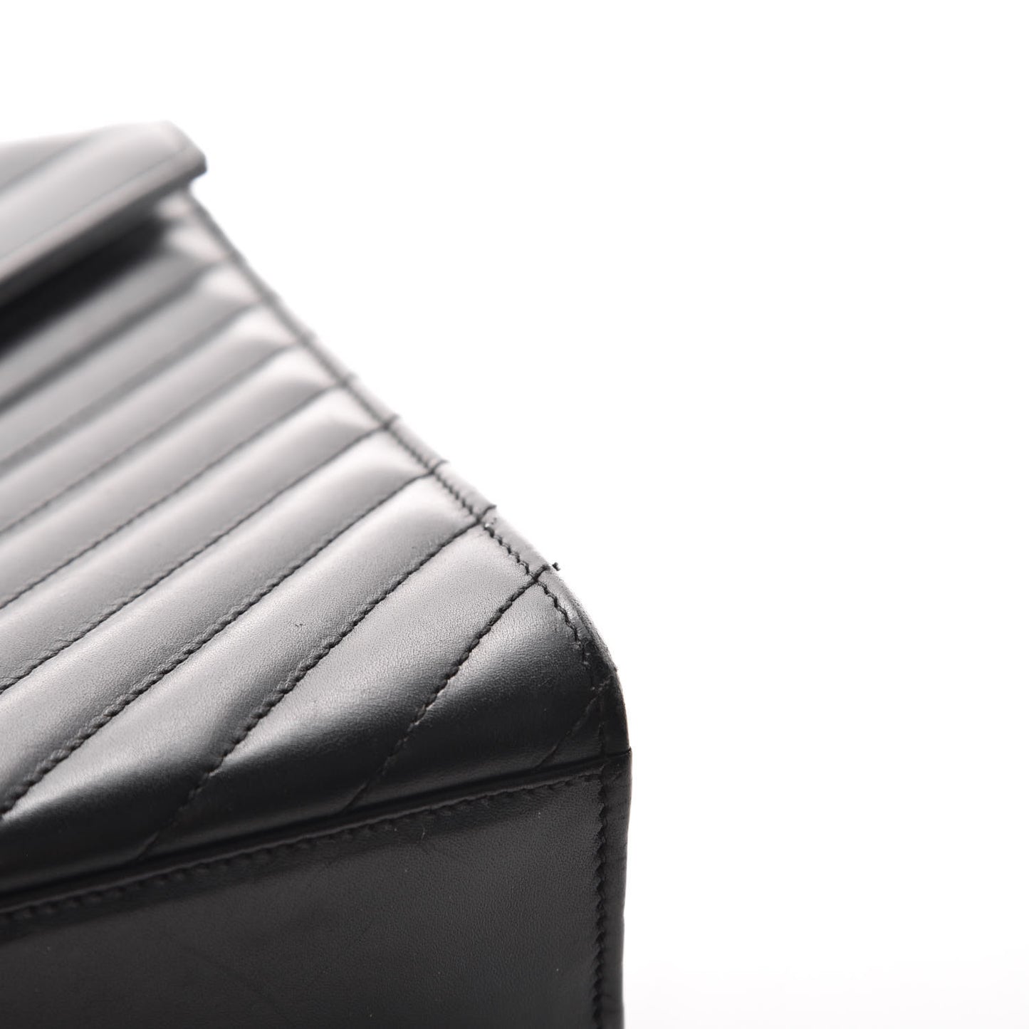 Smooth Calfskin Matelasse Chevron Large Monogram Satchel Black