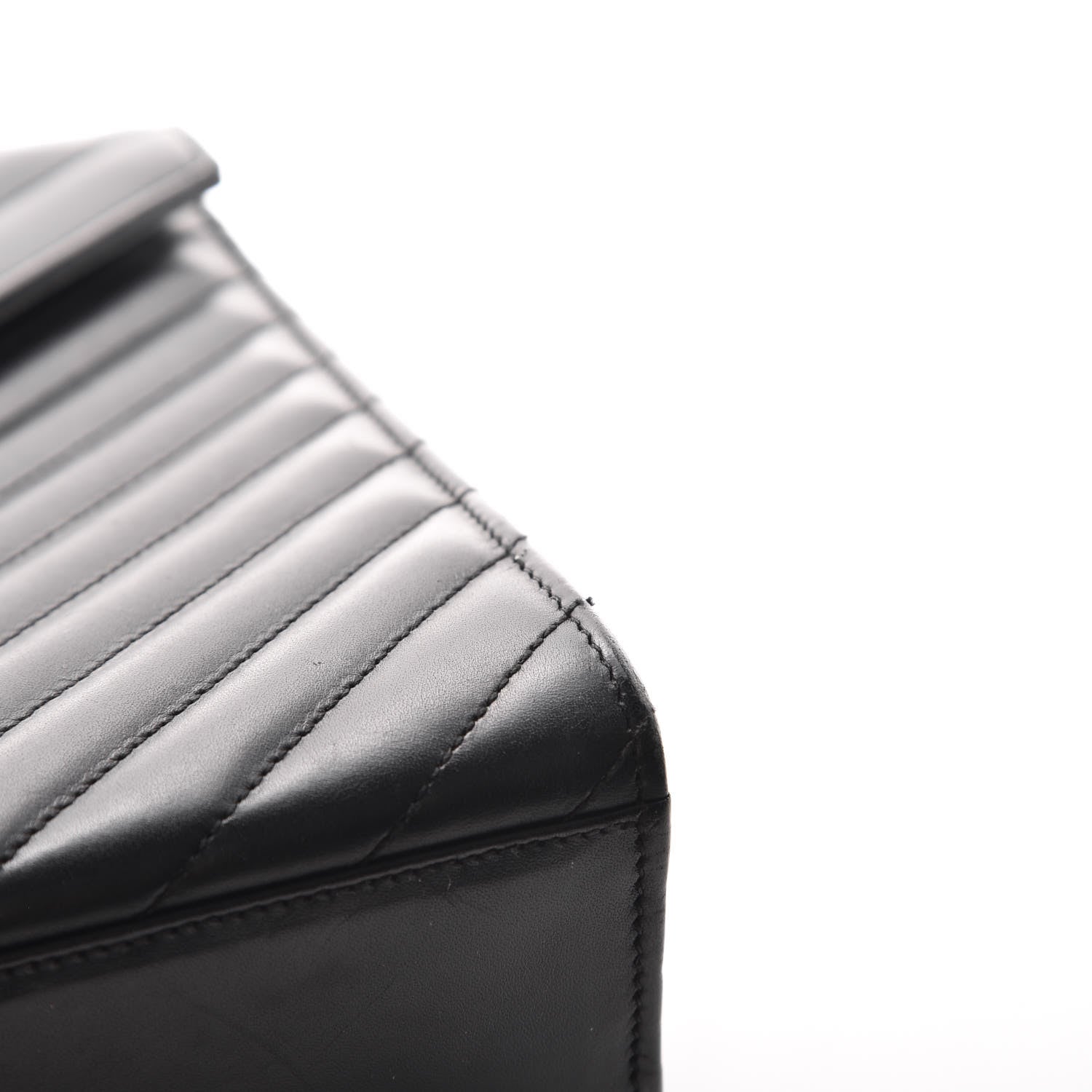 Saint Laurent Smooth Calfskin Matelasse Chevron Large Monogram Satchel Black 13 of 14