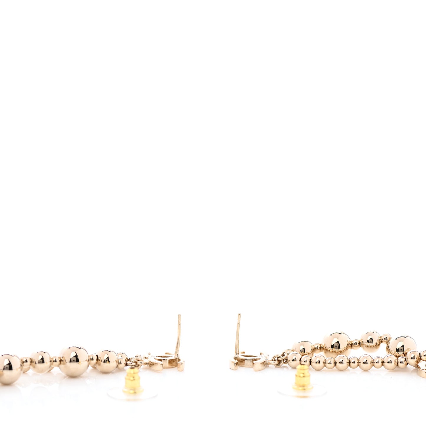 Metal CC Bead Drop Earrings Gold