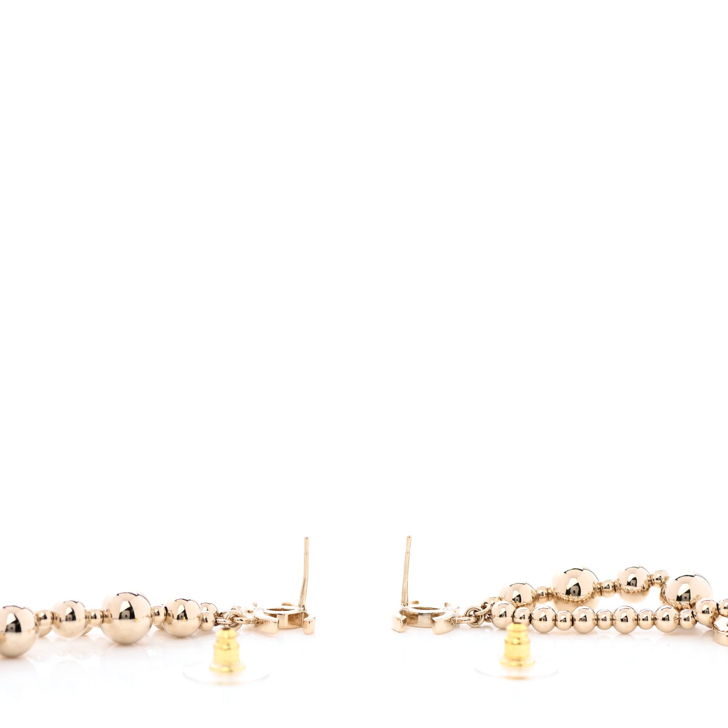 Chanel Metal CC Bead Drop Earrings Gold 3 of 4