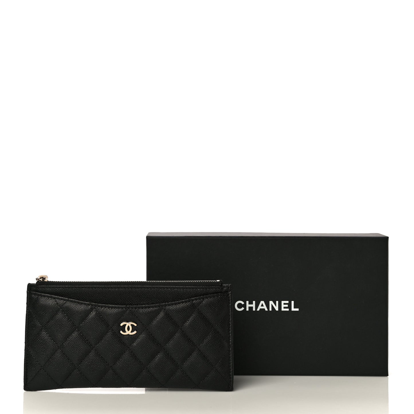 Caviar Quilted Classic Zip Pouch Black