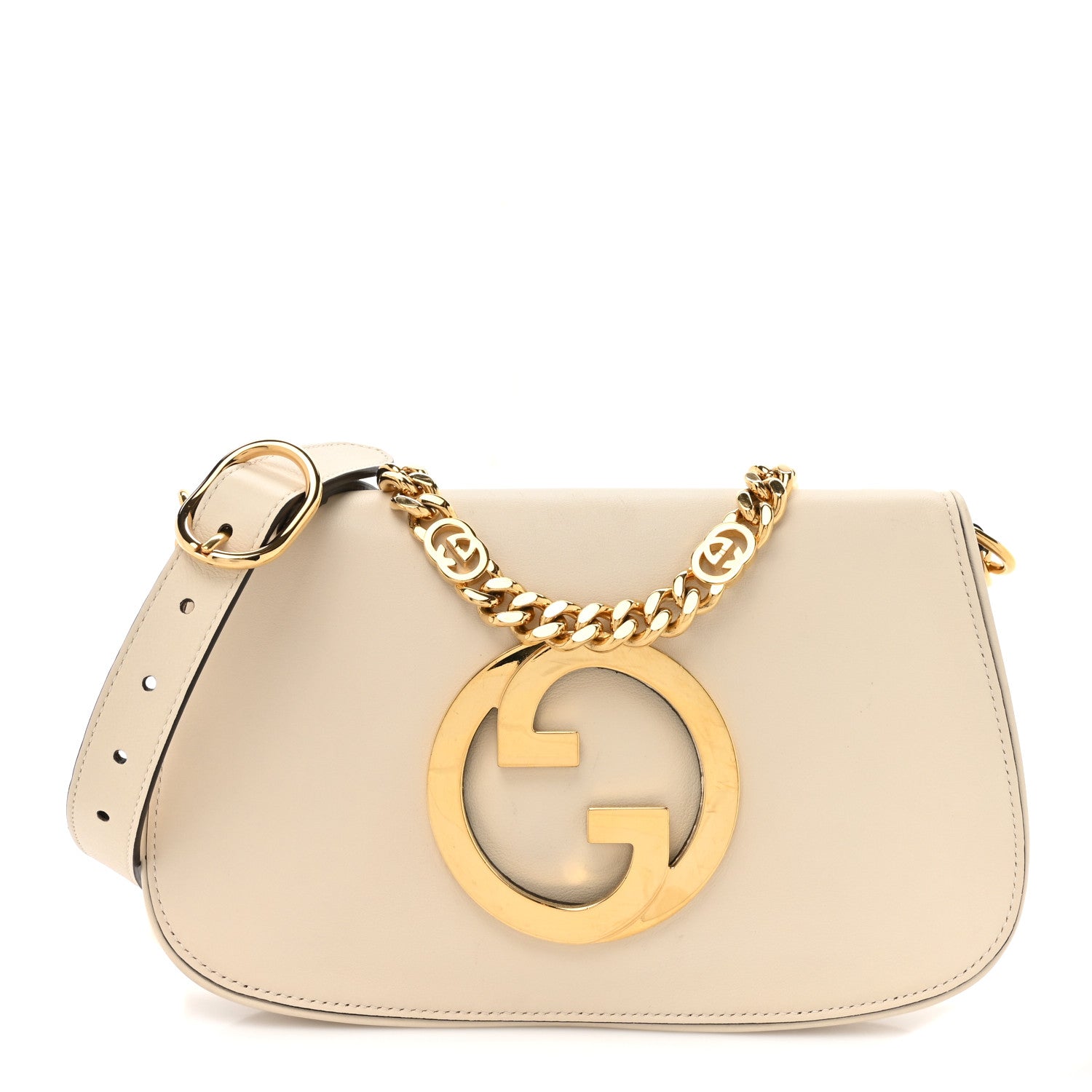 Gucci Roxy Calfskin Blondie Chain Shoulder Flap Bag Mystic White 1 of 12