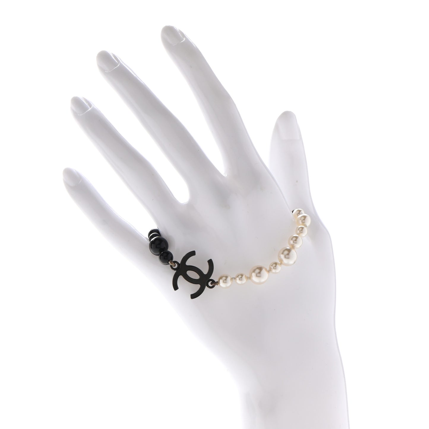 Pearl Beaded CC Bracelet Black