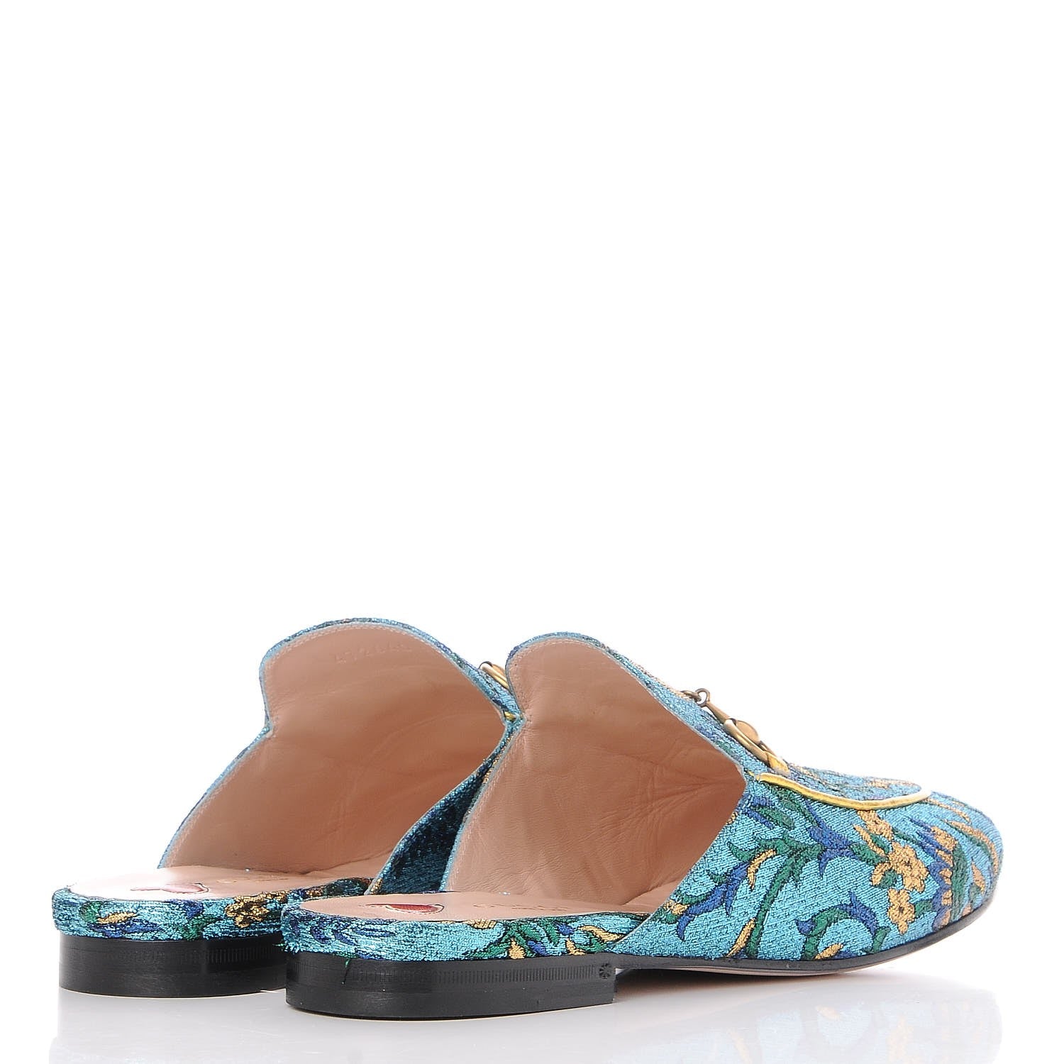 Gucci Iridescent Brocade Womens Princetown Slippers 39 Azure Multicolor Oro 4 of 8