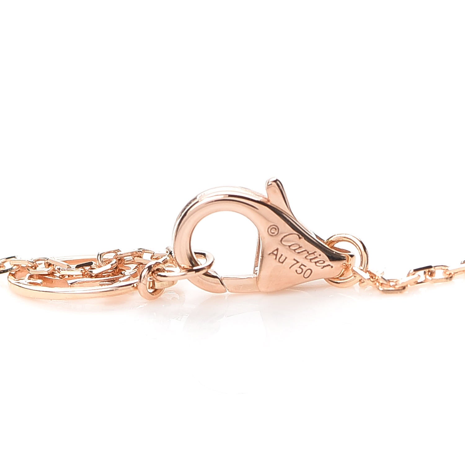 Cartier 18K Pink Gold Diamond .18ct C De Pendant Necklace 4 of 7