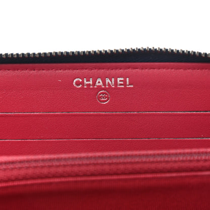 Chanel Aged Calfskin Quilted Small Gabrielle Zip Around Wallet Blue Black 6 of 8