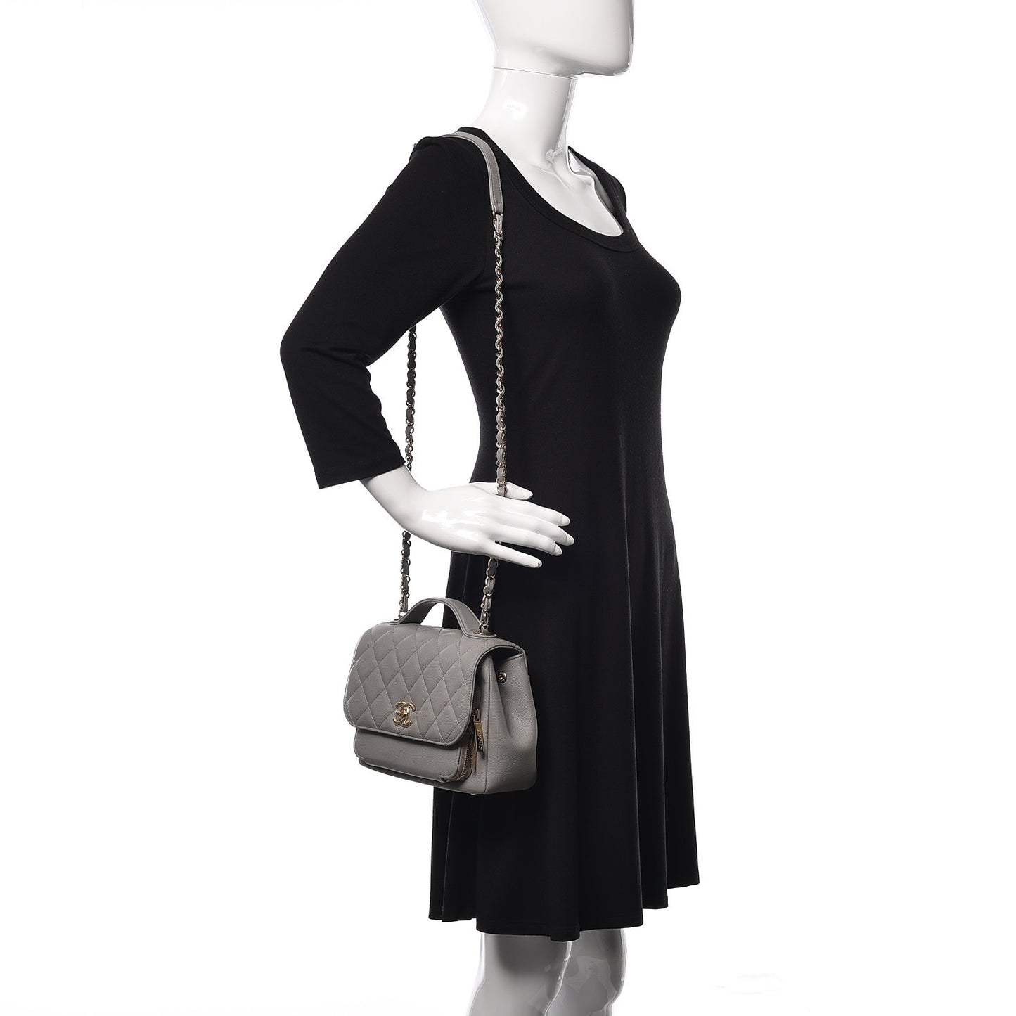 Caviar Quilted Medium Business Affinity Flap Grey