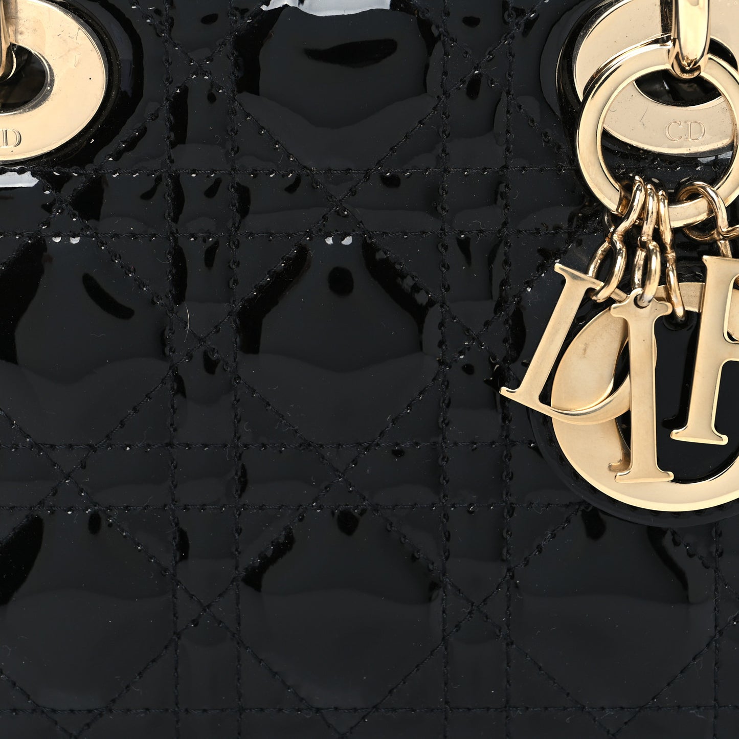 Patent Cannage Mini Lady Dior Black