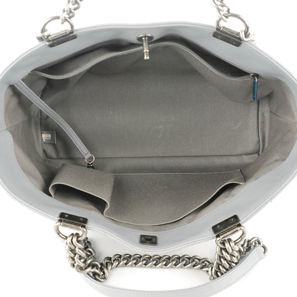 Chanel Calfskin Quilted Small Shopping In Chains Tote Light Grey 5 of 8