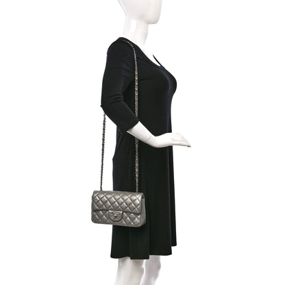 Chanel Metallic Calfskin Quilted Mini Rectangular Flap Ruthenium 2 of 15