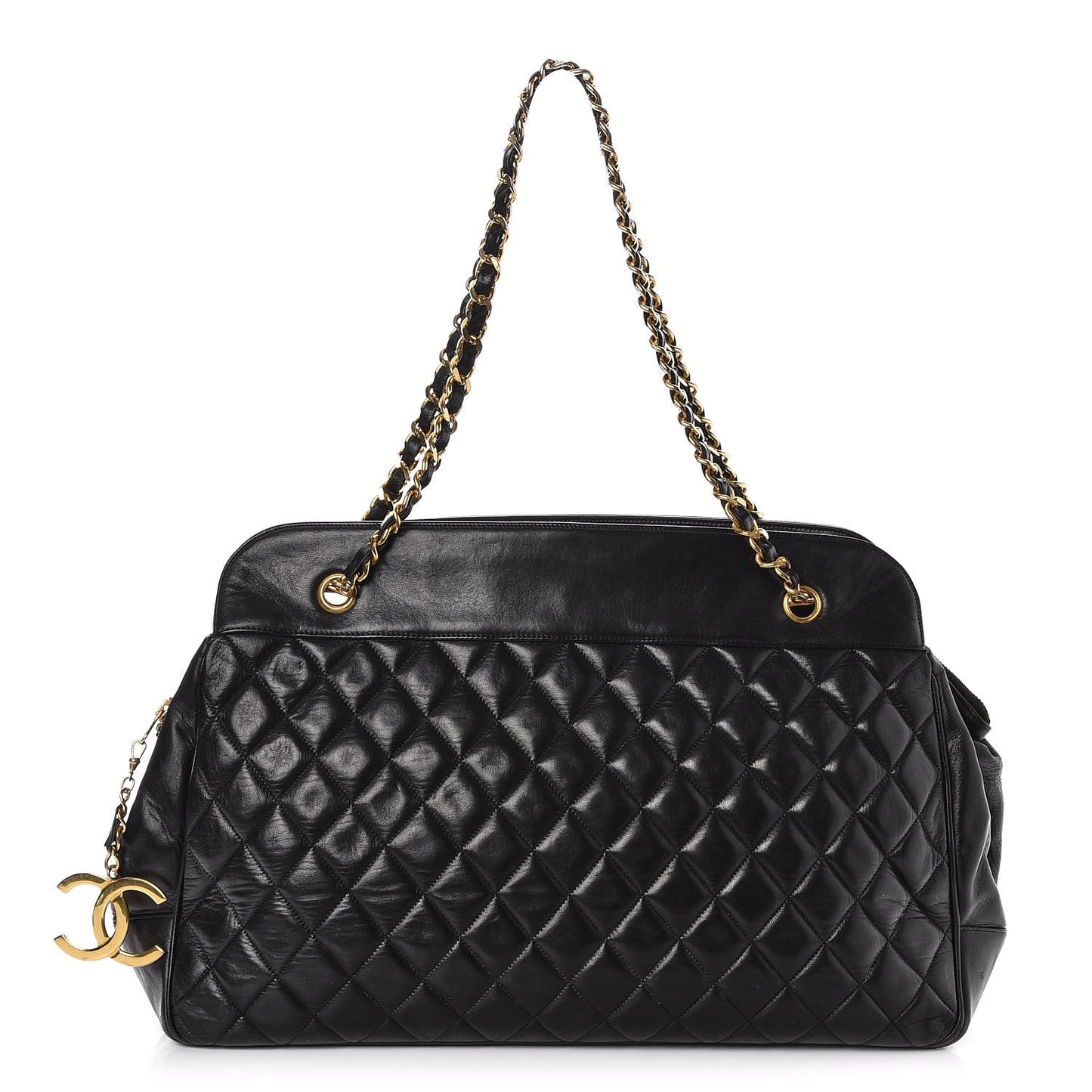 Lambskin Quilted Shoulder Bag Black