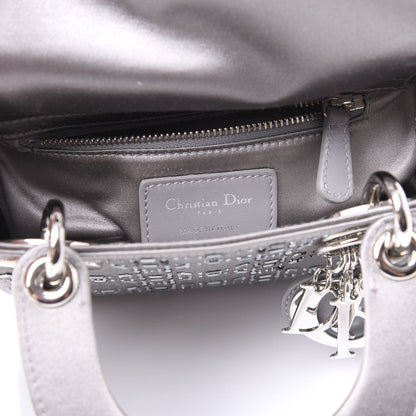 Christian Dior Satin Crystal Cannage Mini Lady Dior Gray 5 of 8