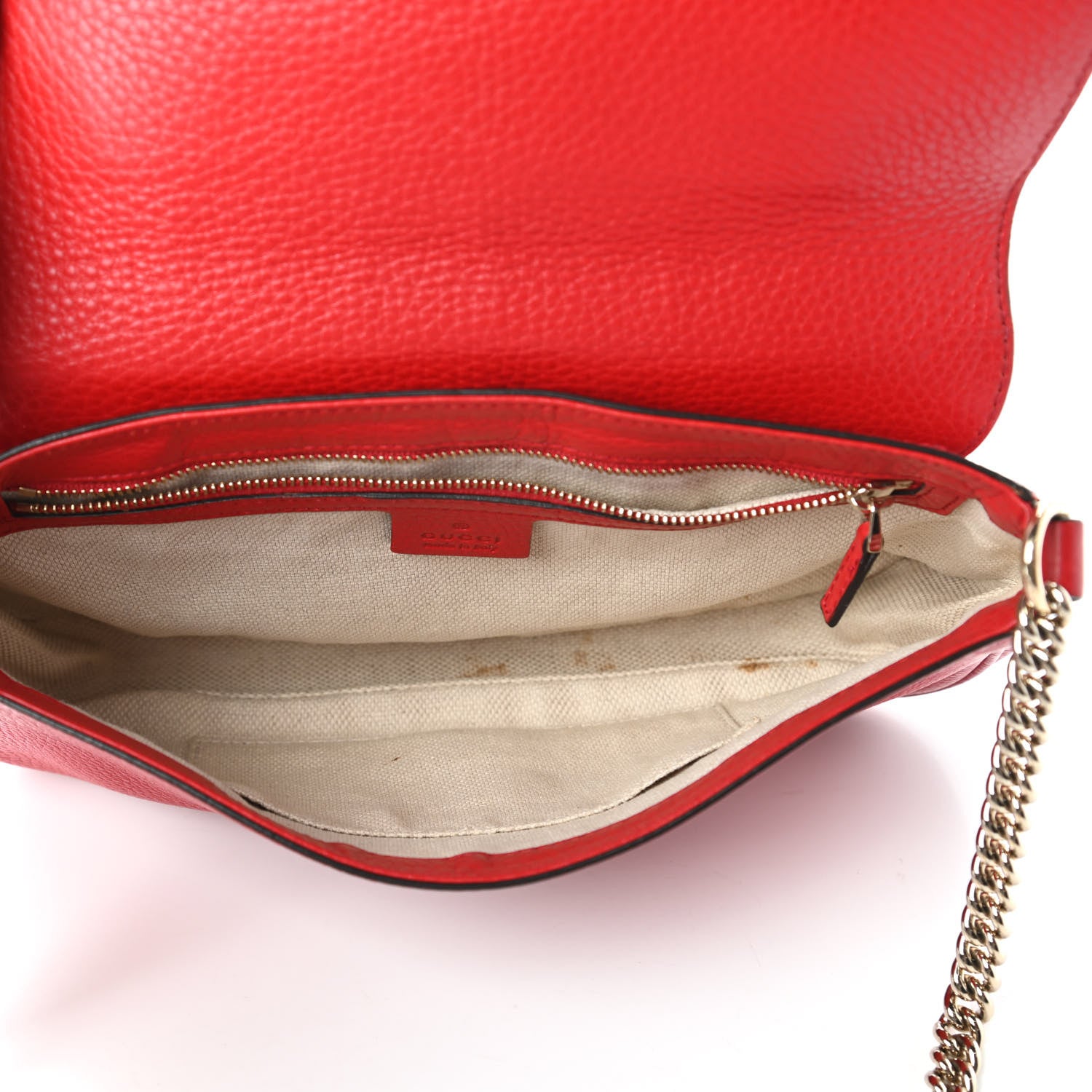 Gucci Pebbled Calfskin Medium Soho Flap Crossbody Tabasco Red 5 of 12