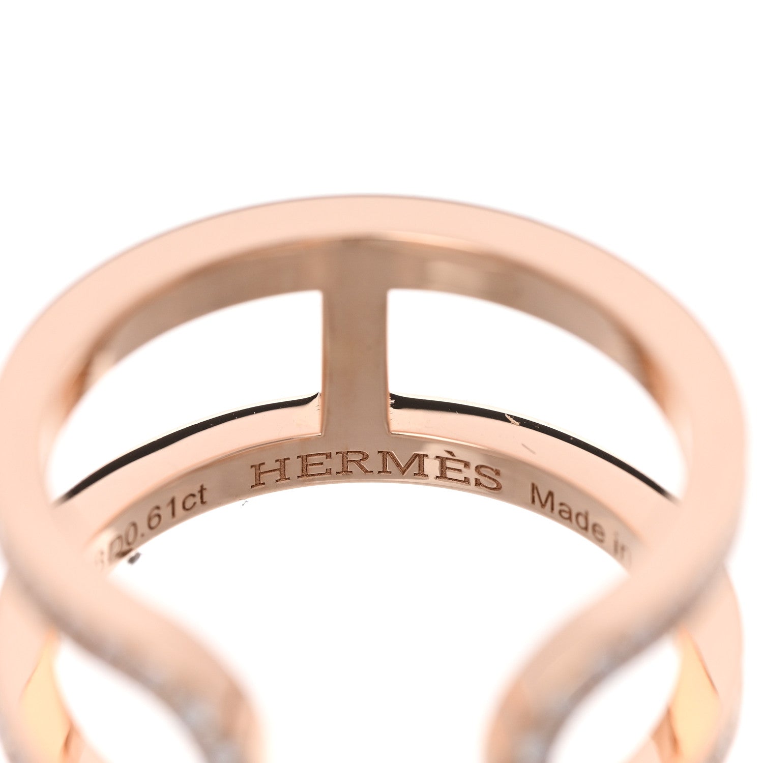 Hermes 18K Rose Gold Diamond MM Ever Chaine D'Ancre Ring 52 6 4 of 7