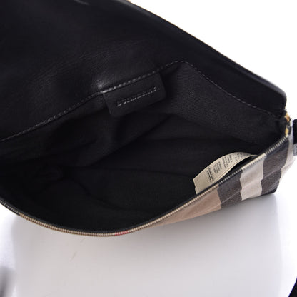 Burberry Horseshoe Calfskin House Check Small Milton Crossbody Bag Black 5 of 10
