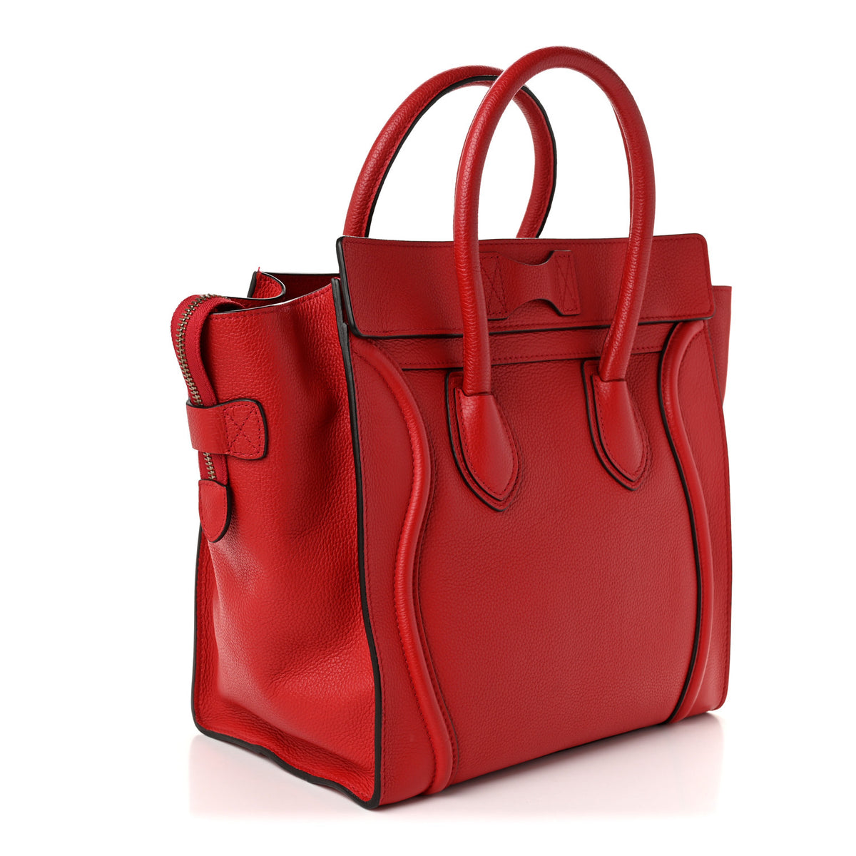 Drummed Calfskin Mini Luggage Coquelicot