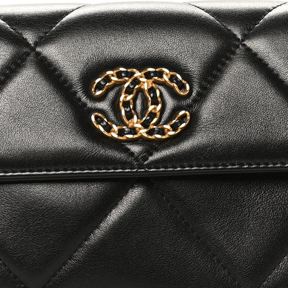 Chanel Lambskin Quilted Chanel 19 Flap Clutch Black 14 of 21