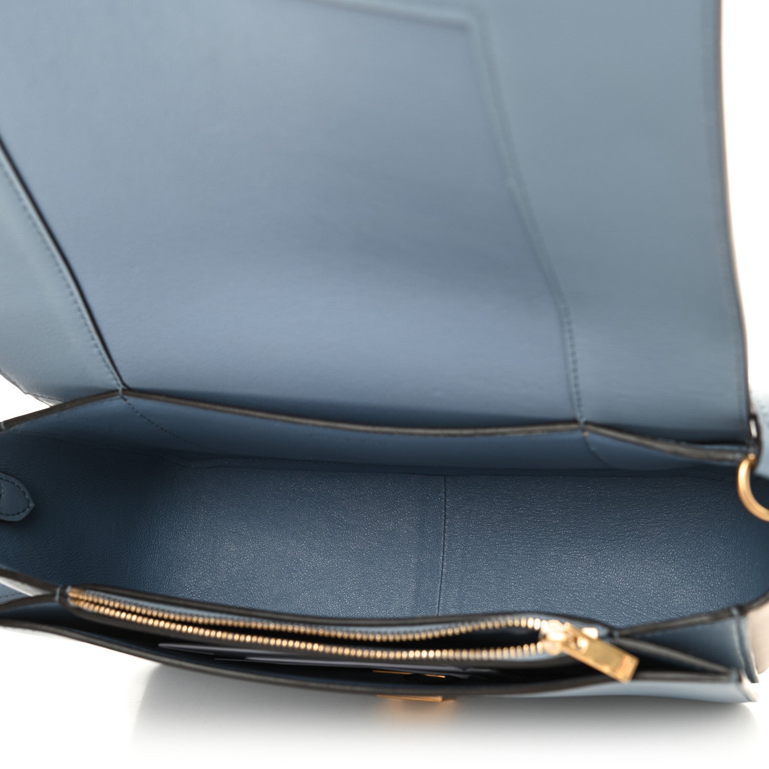 Celine Shiny Smooth Calfskin Medium Frame Shoulder Bag Medium Blue Light Taupe 4 of 10