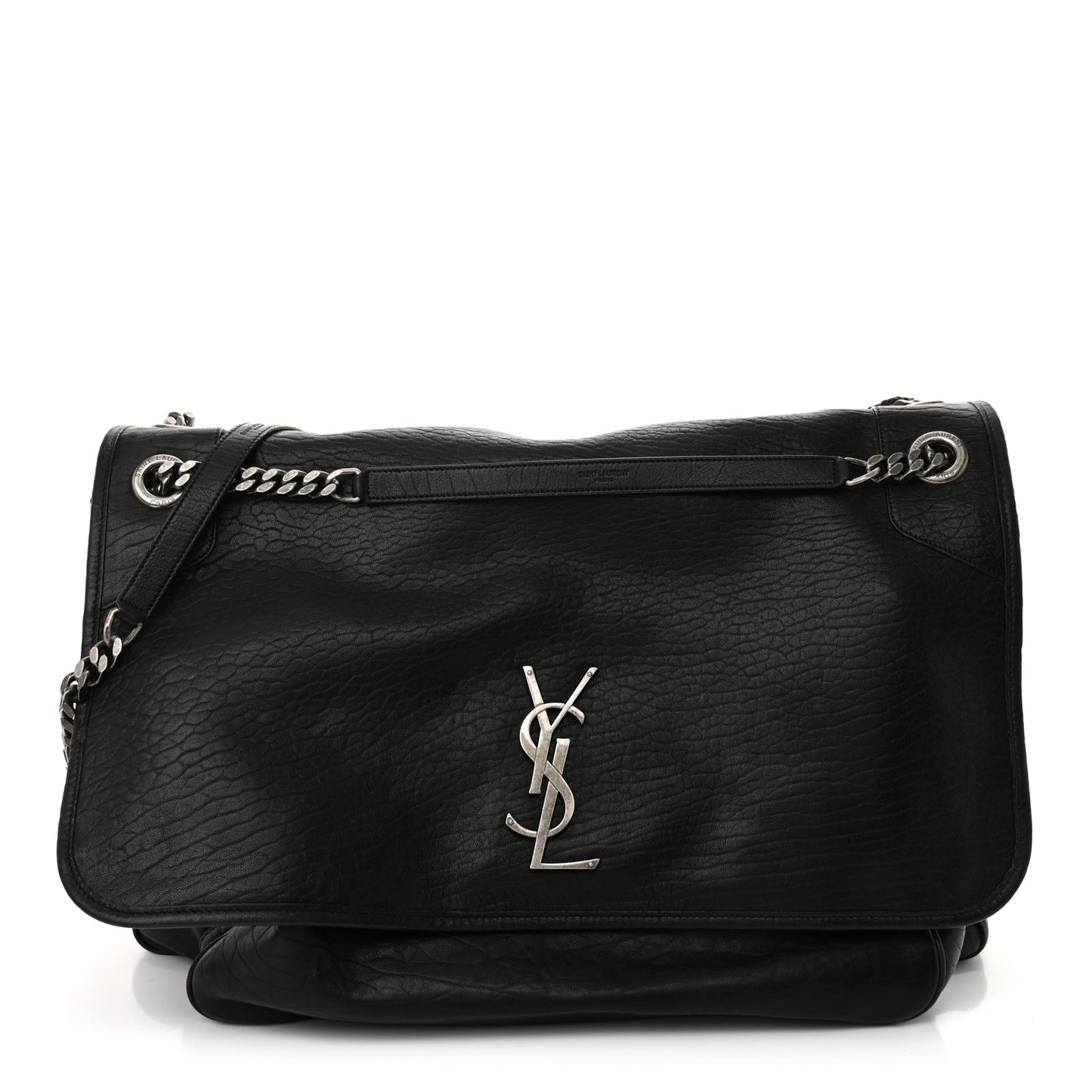 Grained Lambskin Monogram Oversized Niki Chain Satchel Black